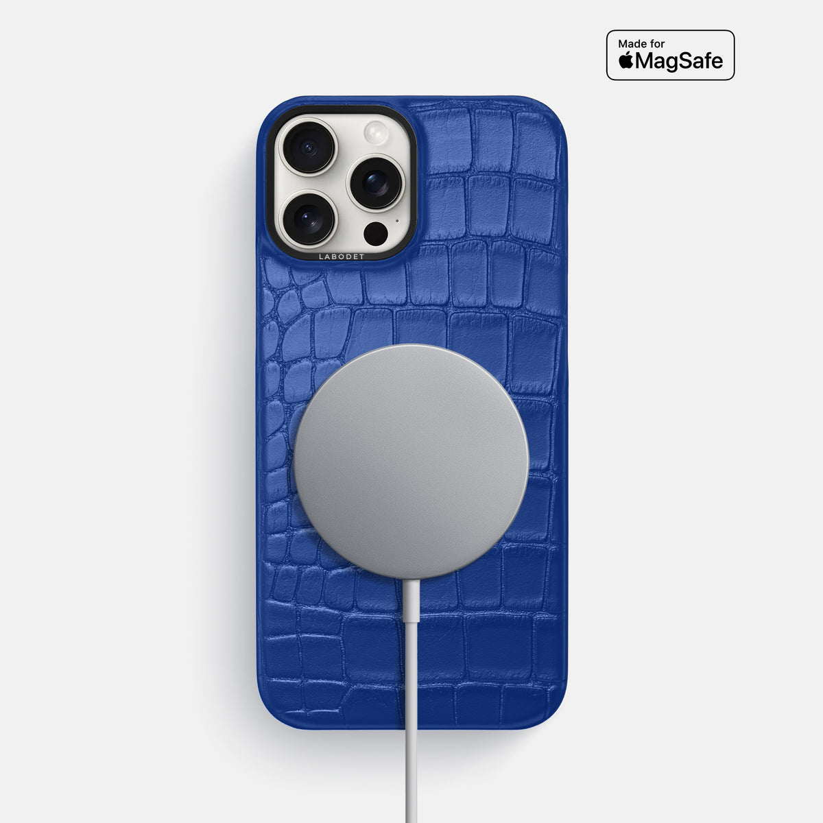 Royal Blue iPhone 16 Pro Max Classic Case Alligator with Black Metal -5 | Royal-Blue-Black