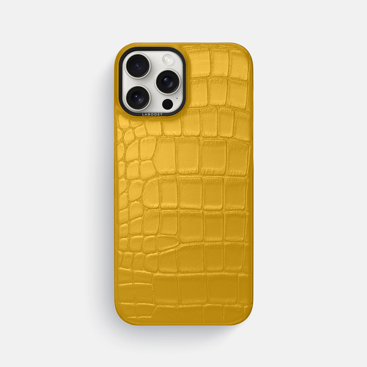 Yellow iPhone 16 Pro Max Classic Case Alligator with Black Metal -1 | Yellow-Black
