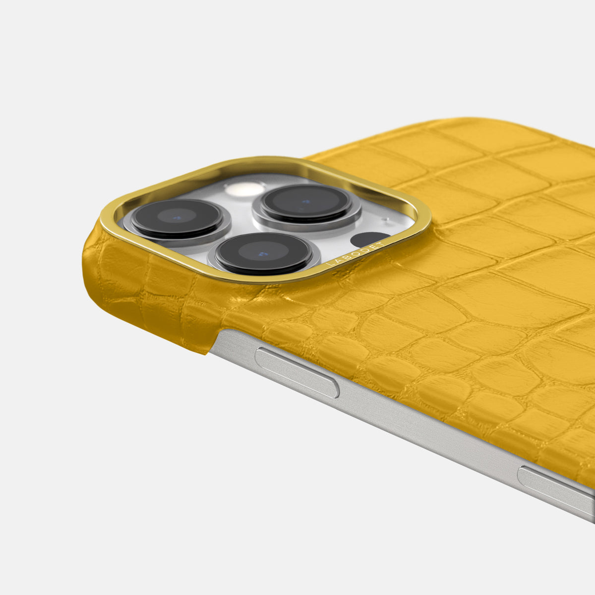 Yellow iPhone 16 Pro Max Classic Case In Alligator with Gold Metal -6 | Yellow-Gold