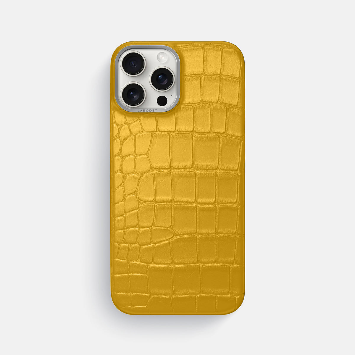 Yellow iPhone 16 Pro Max Classic Case Alligator with Steel Metal -1 | Yellow-Steel
