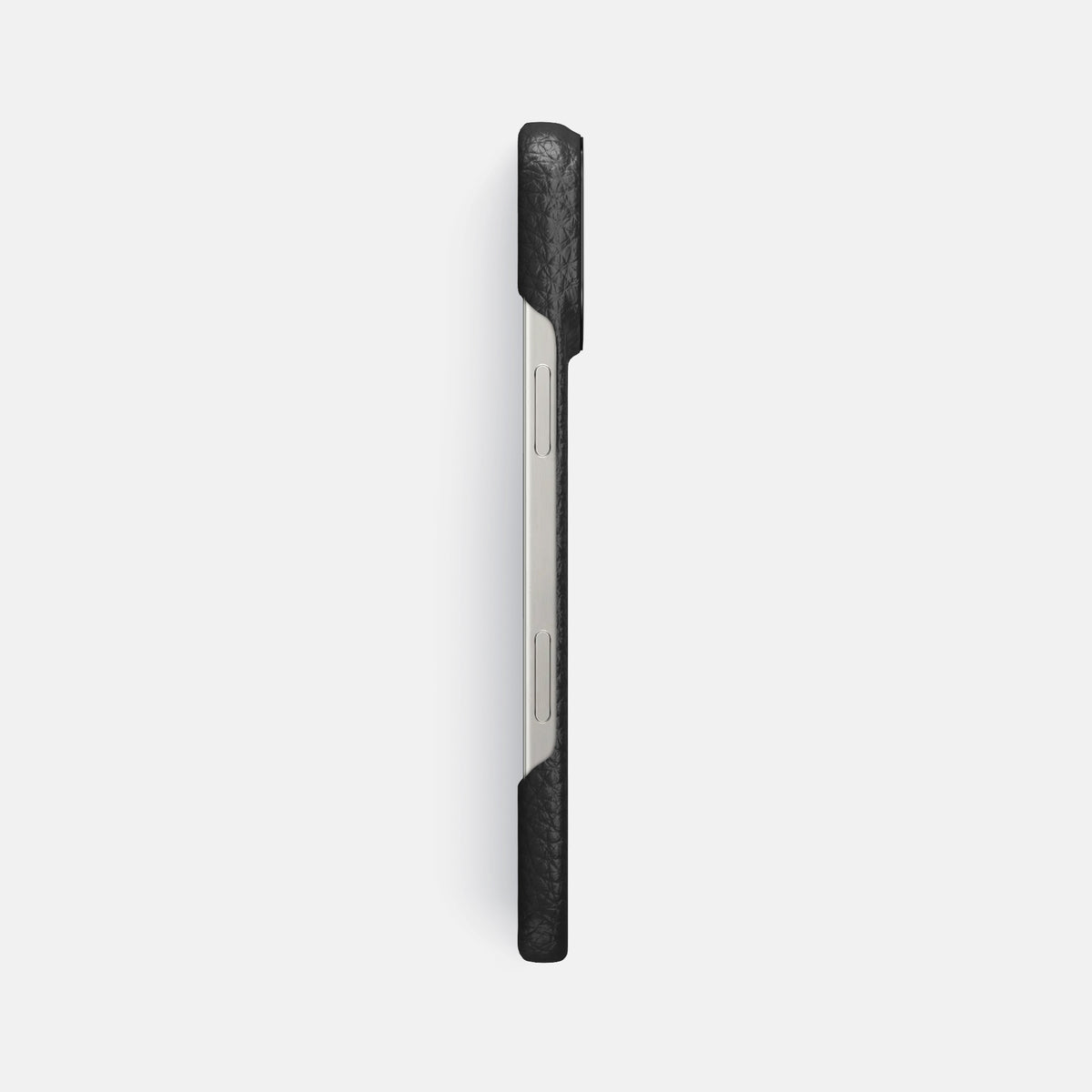 Black iPhone 16 Pro Max Classic Case Calf with Black Metal -3 | Black-Black