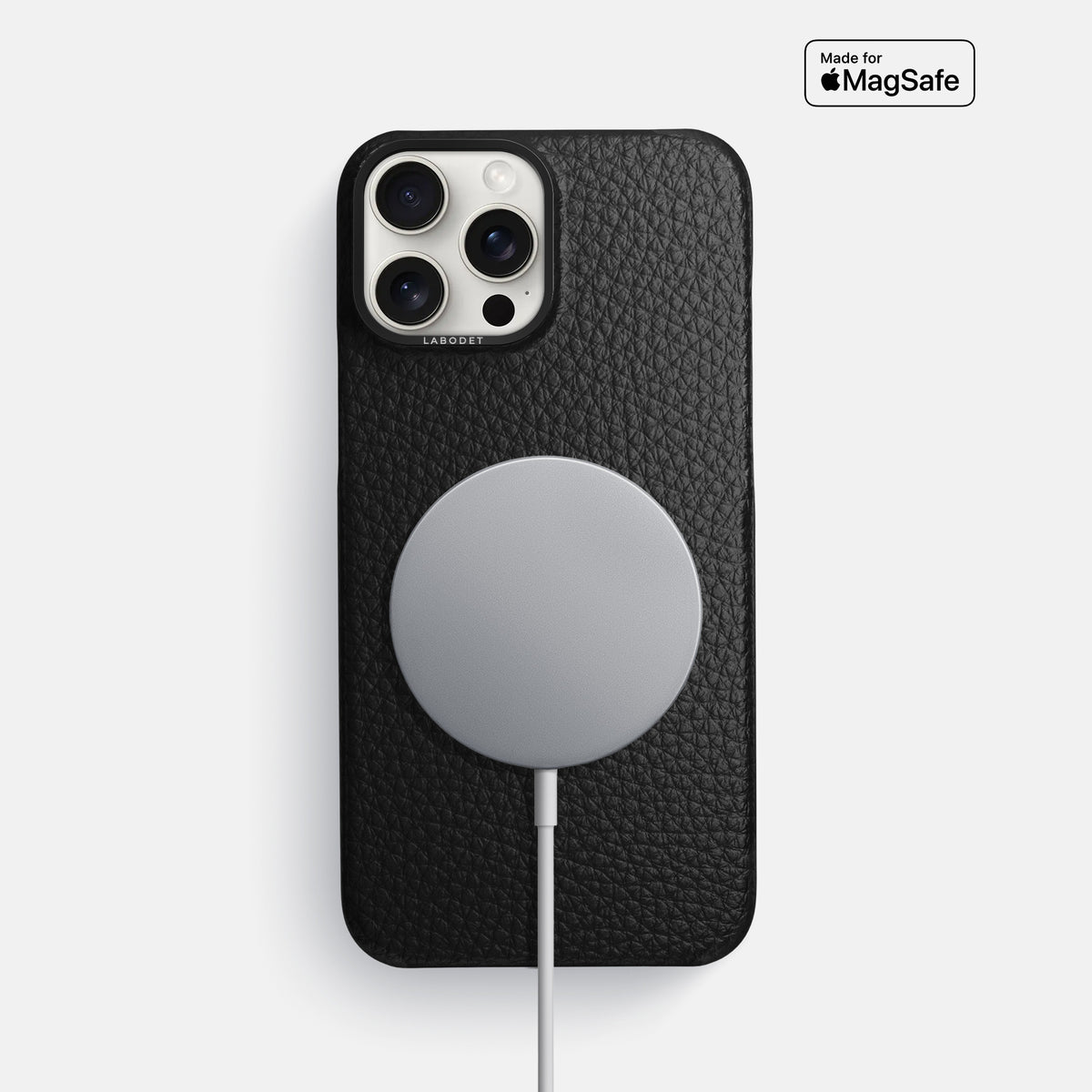 Black iPhone 16 Pro Max Classic Case Calf with Black Metal -5 | Black-Black
