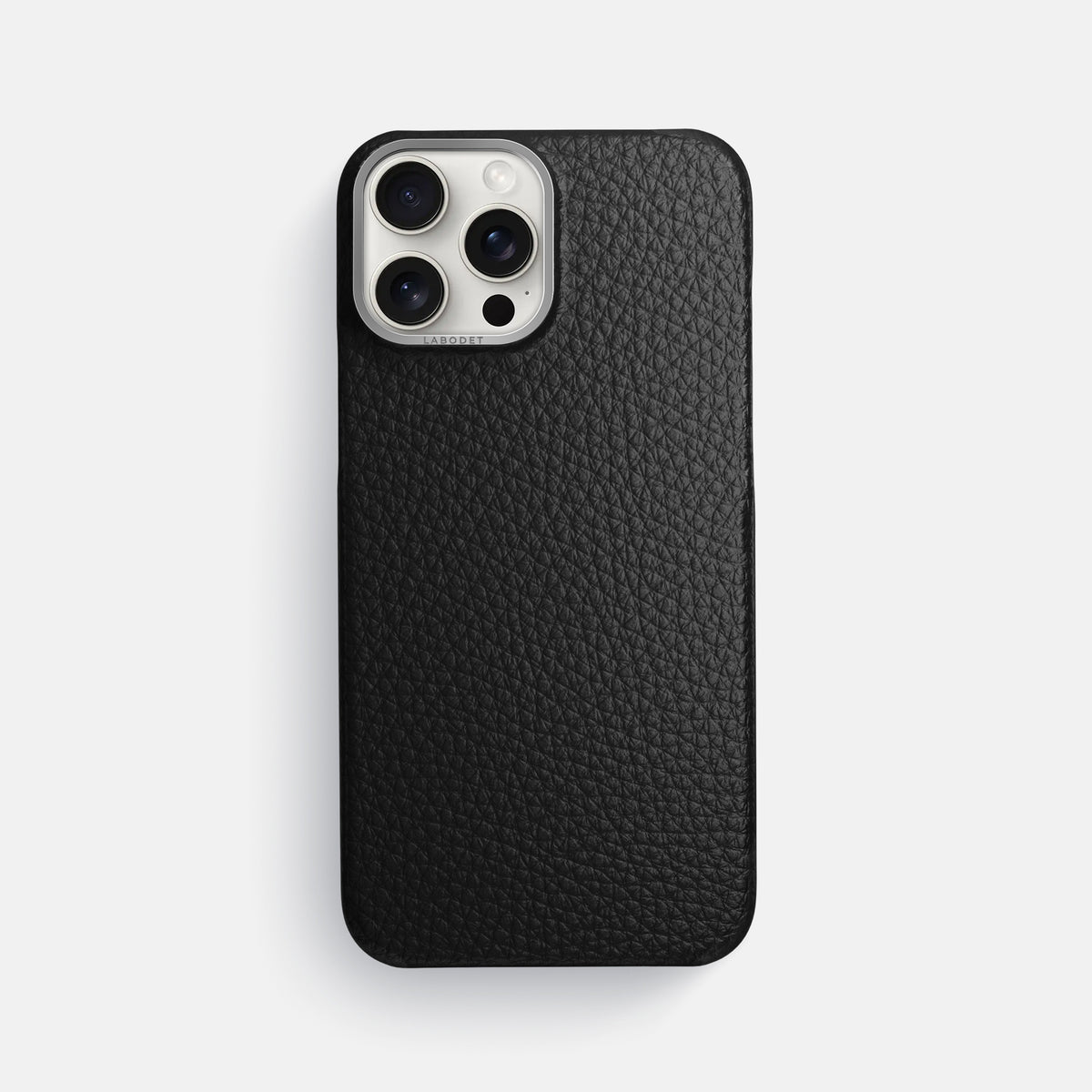 Black iPhone 16 Pro Max Classic Case Calf with Steel Metal -1 | Black-Steel