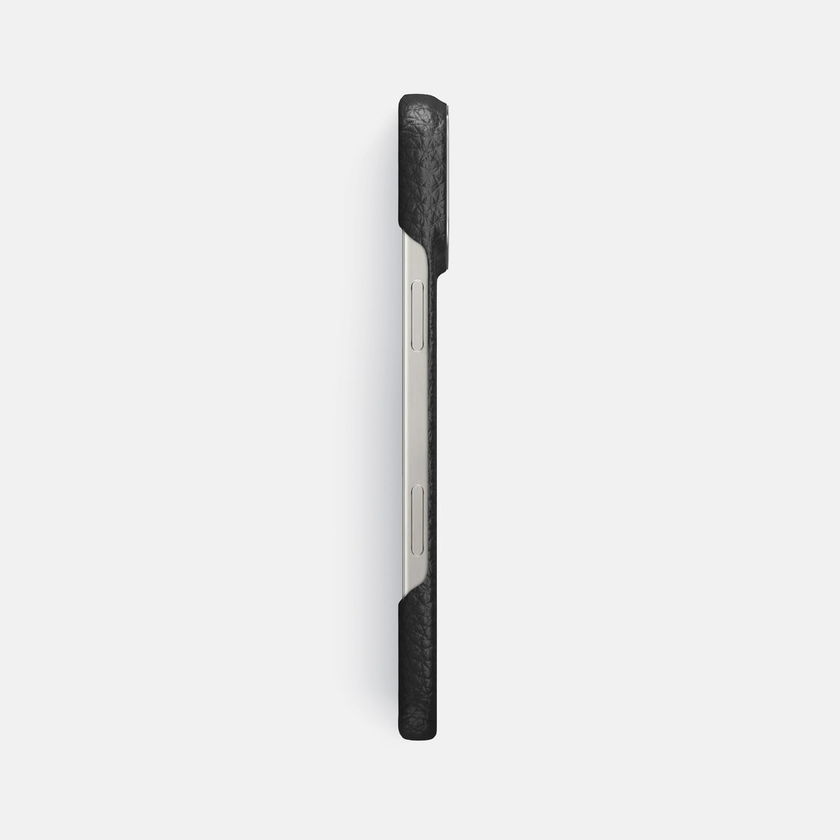 Black iPhone 16 Pro Max Classic Case Calf with Steel Metal -3 | Black-Steel