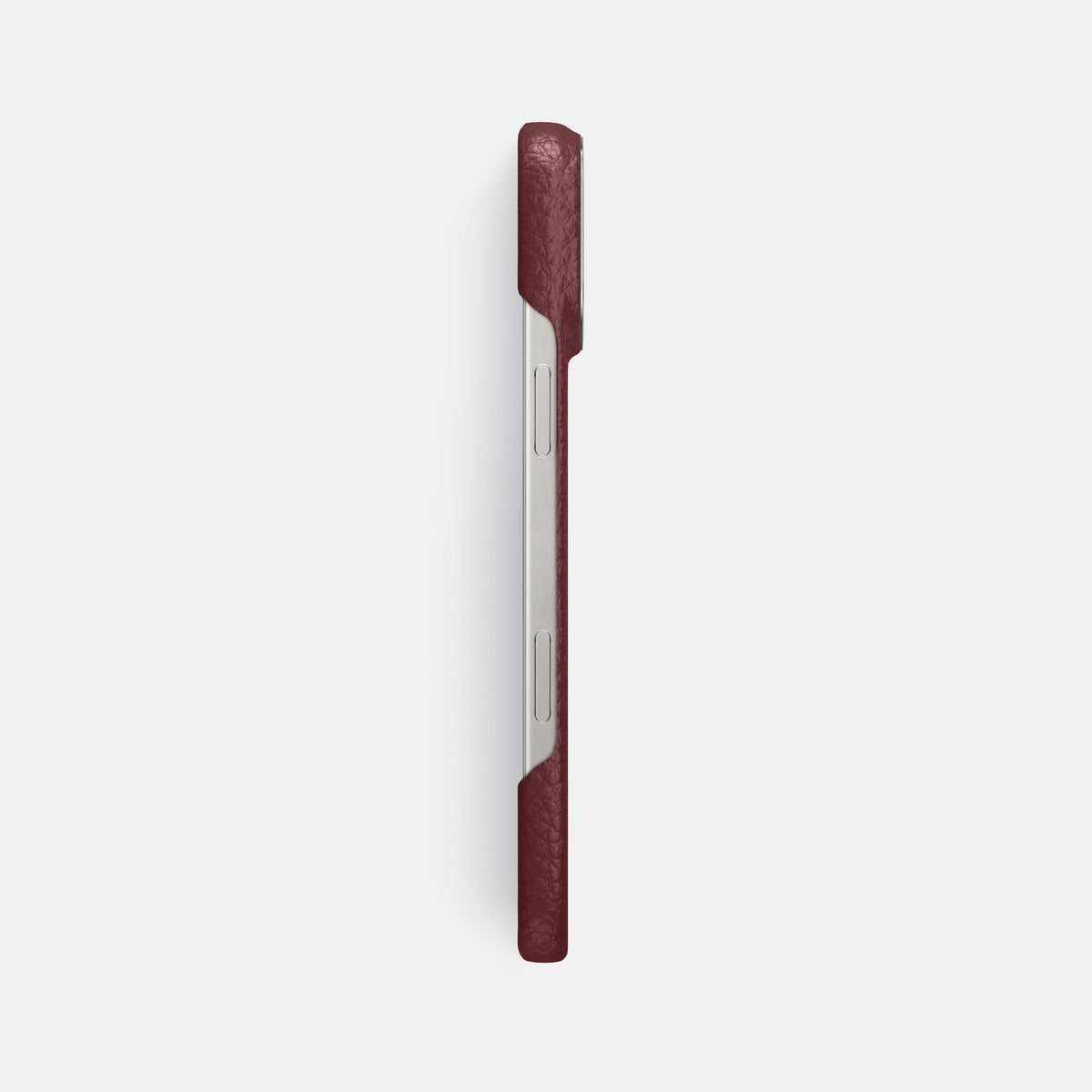 Bordeaux iPhone 16 Pro Max Classic Case Calf with Steel Metal -3 | Bordeaux-Steel
