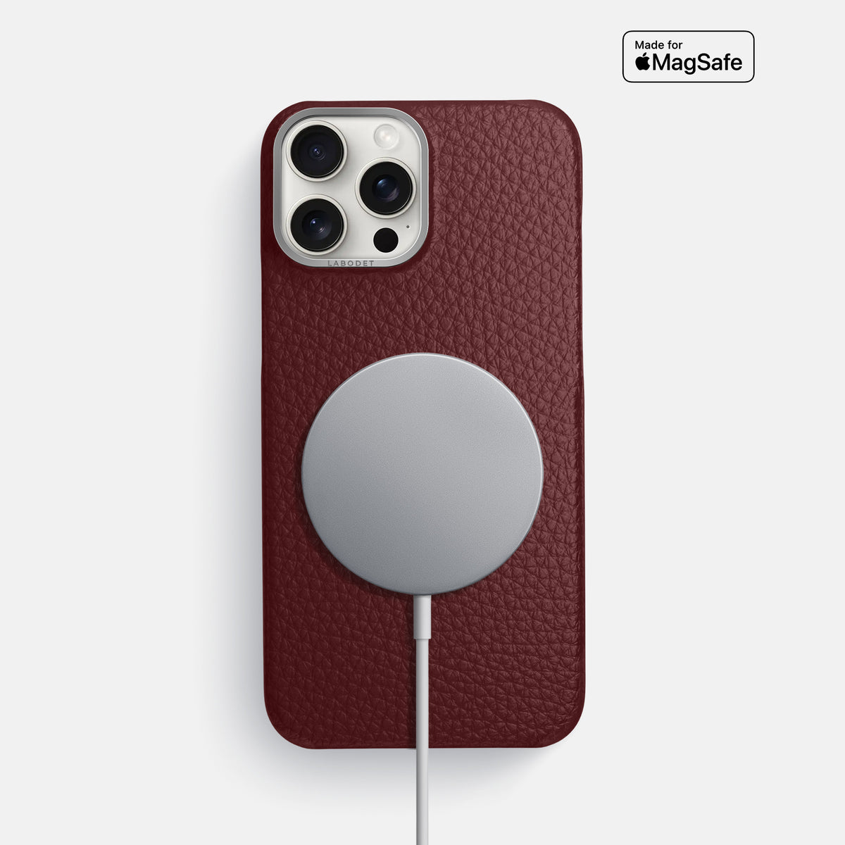 Bordeaux iPhone 16 Pro Max Classic Case Calf with Steel Metal -5 | Bordeaux-Steel