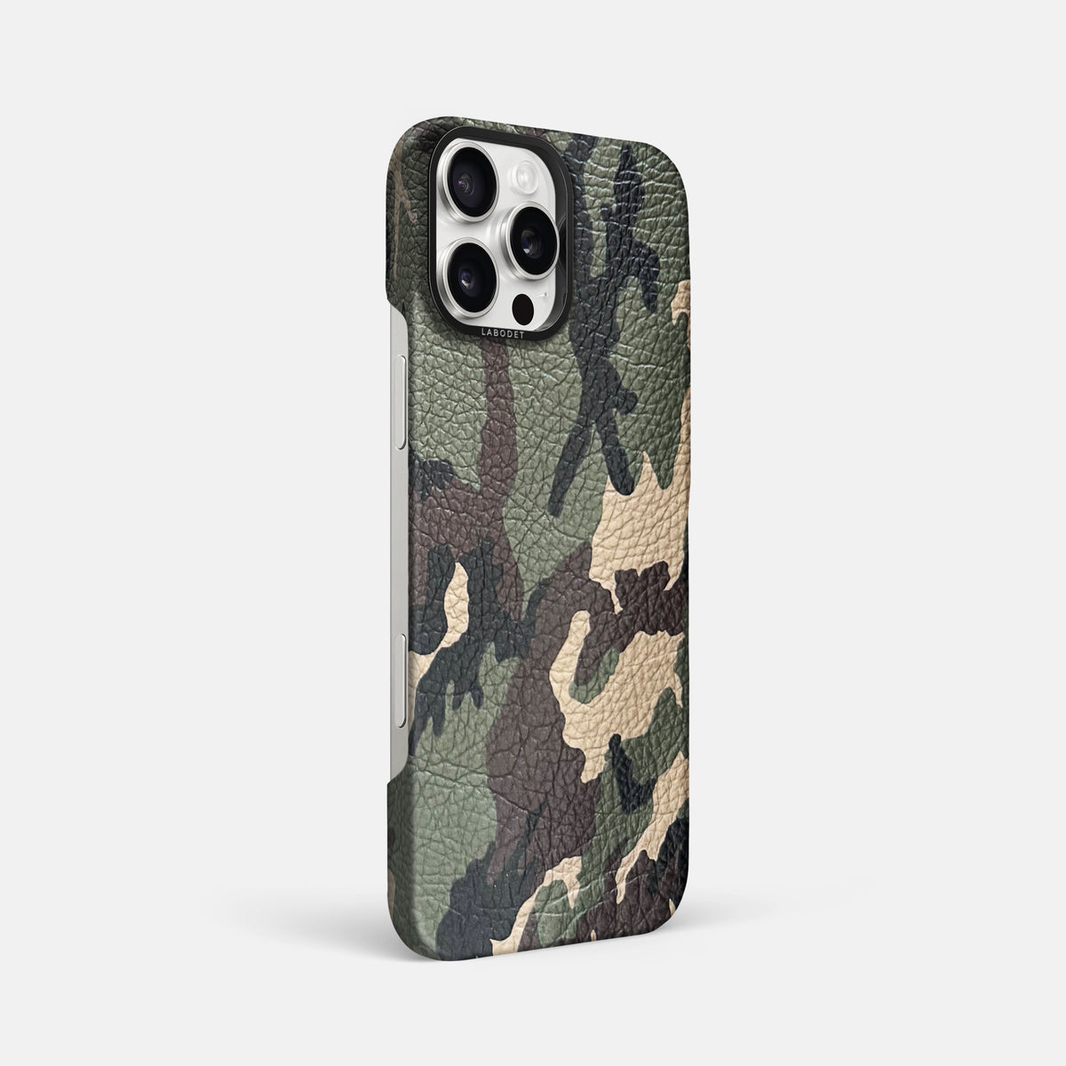 Camouflage iPhone 16 Pro Max Classic Case Calf with Black Metal -2 | Camouflage-Black