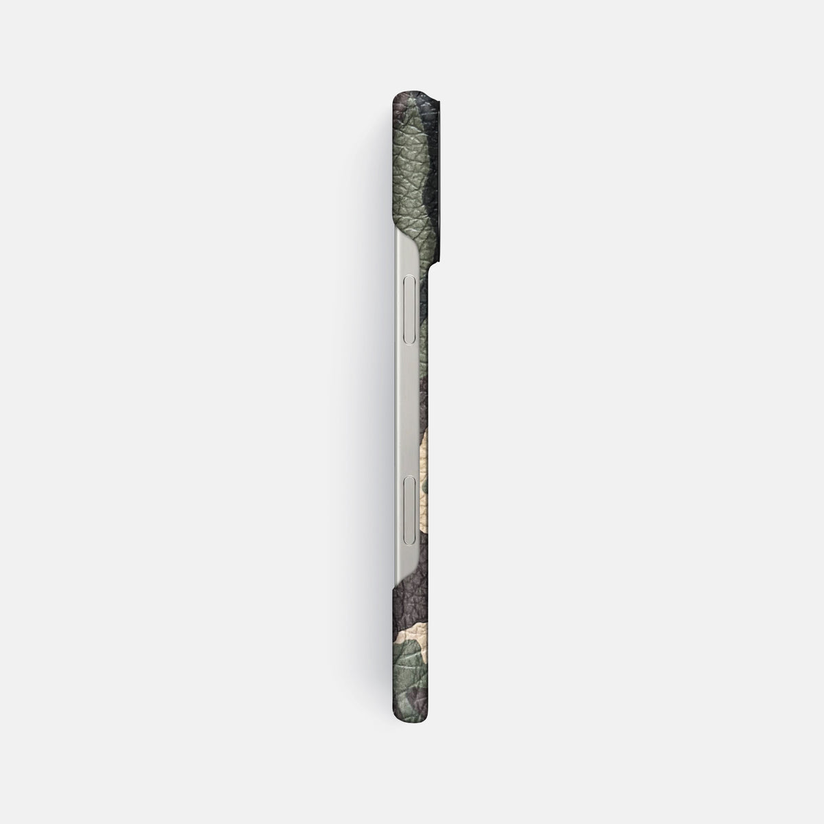Camouflage iPhone 16 Pro Max Classic Case Calf with Black Metal -3 | Camouflage-Black