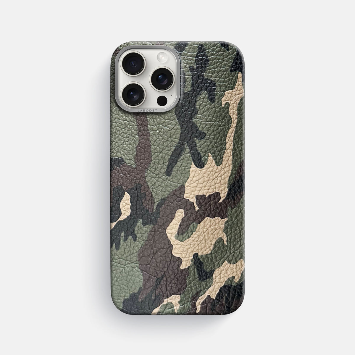Camouflage iPhone 16 Pro Max Classic Case Calf with Steel Metal -1 | Camouflage-Steel