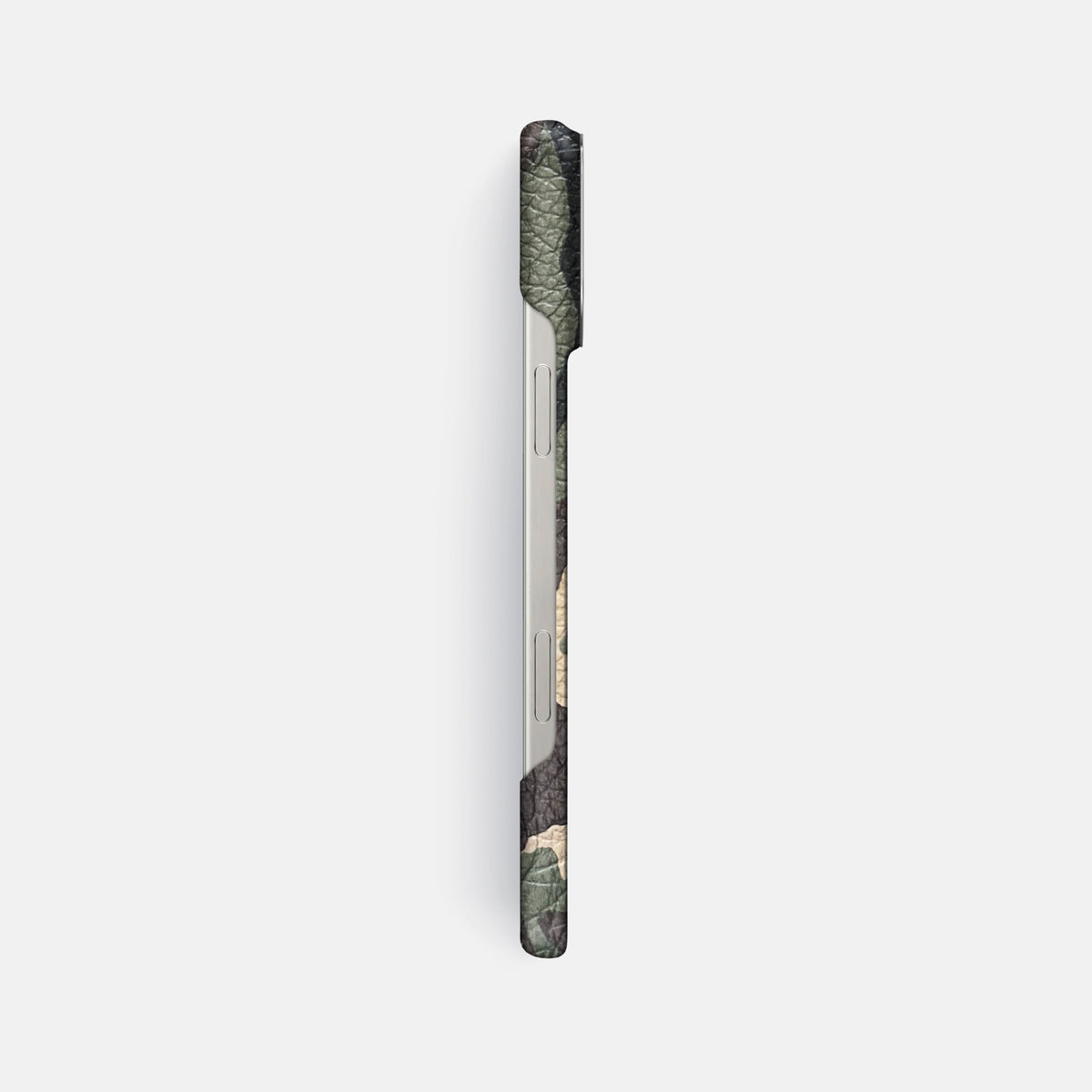 Camouflage iPhone 16 Pro Max Classic Case Calf with Steel Metal -3 | Camouflage-Steel