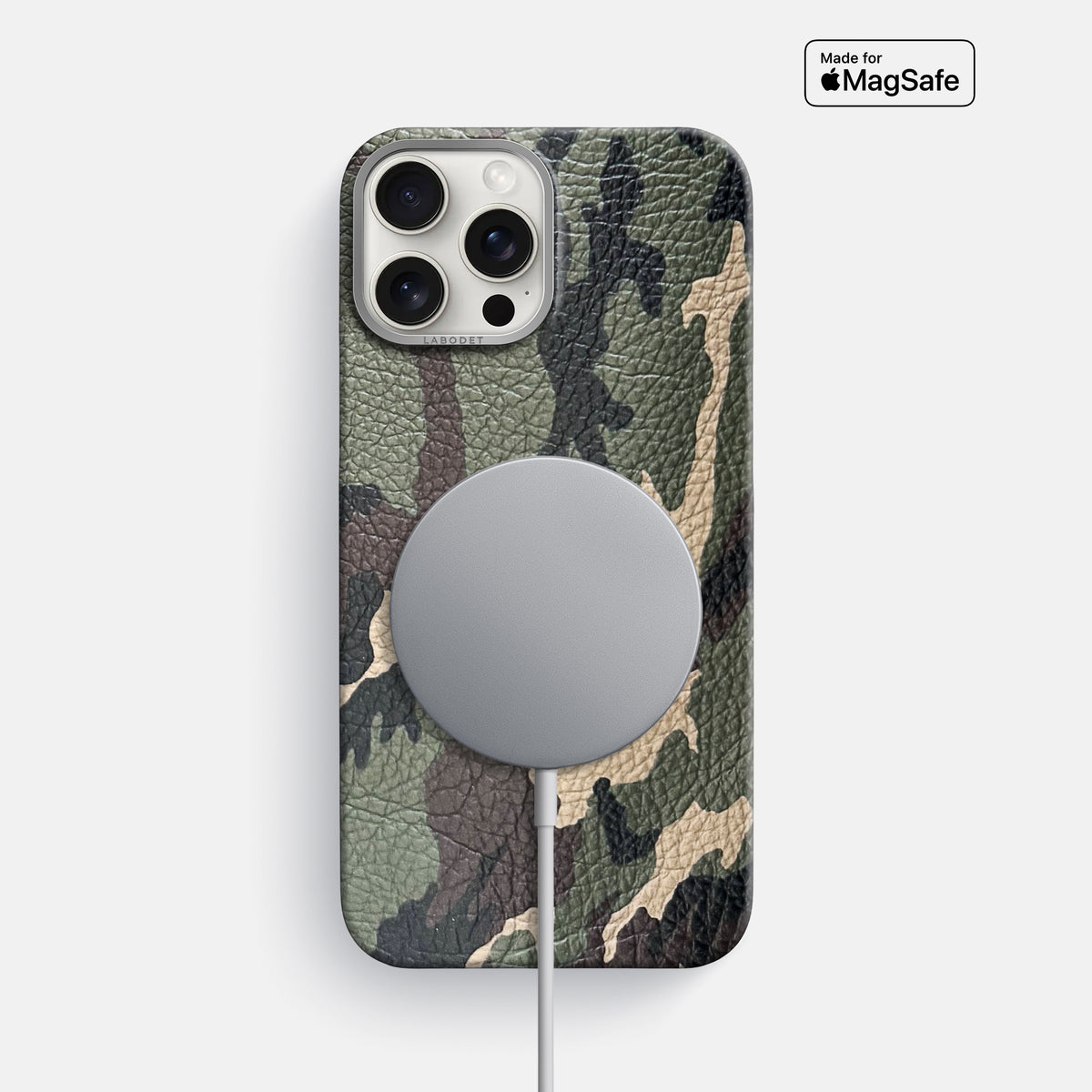Camouflage iPhone 16 Pro Max Classic Case Calf with Steel Metal -5 | Camouflage-Steel