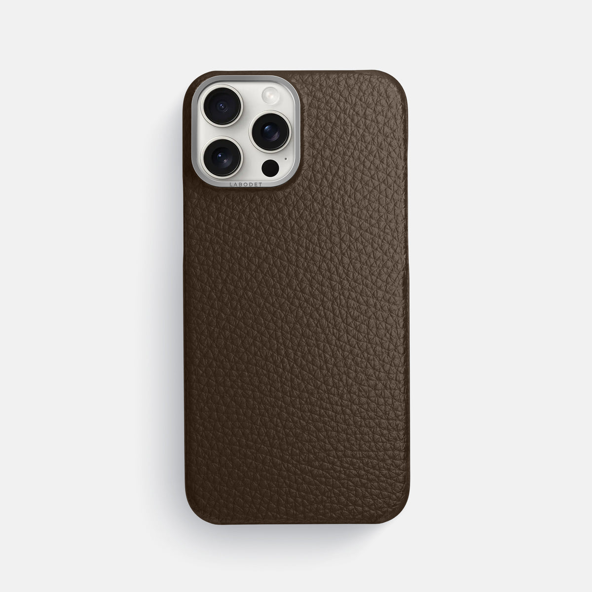 Dark Brown iPhone 16 Pro Max Classic Case Calf with Steel Metal -1 | Dark-Brown-Steel