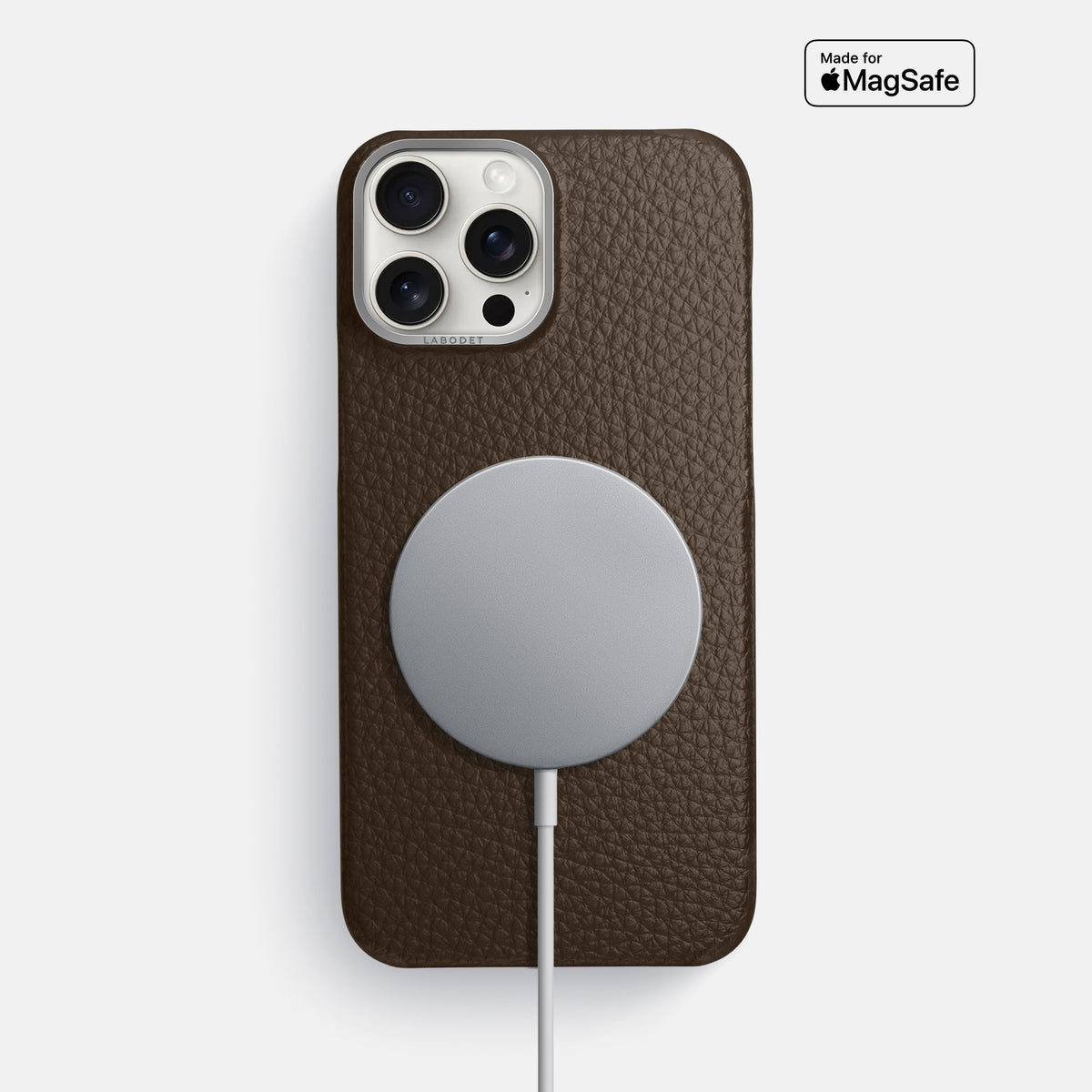 Dark Brown iPhone 16 Pro Max Classic Case Calf with Steel Metal -5 | Dark-Brown-Steel