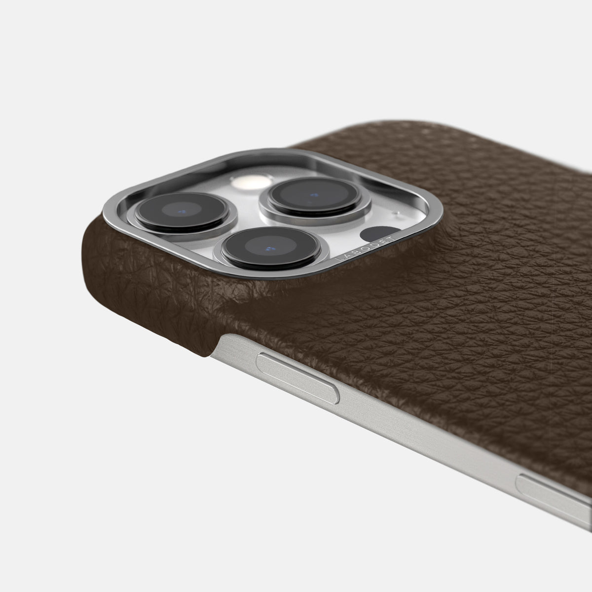 Dark Brown iPhone 16 Pro Max Classic Case Calf with Steel Metal -6 | Dark-Brown-Steel