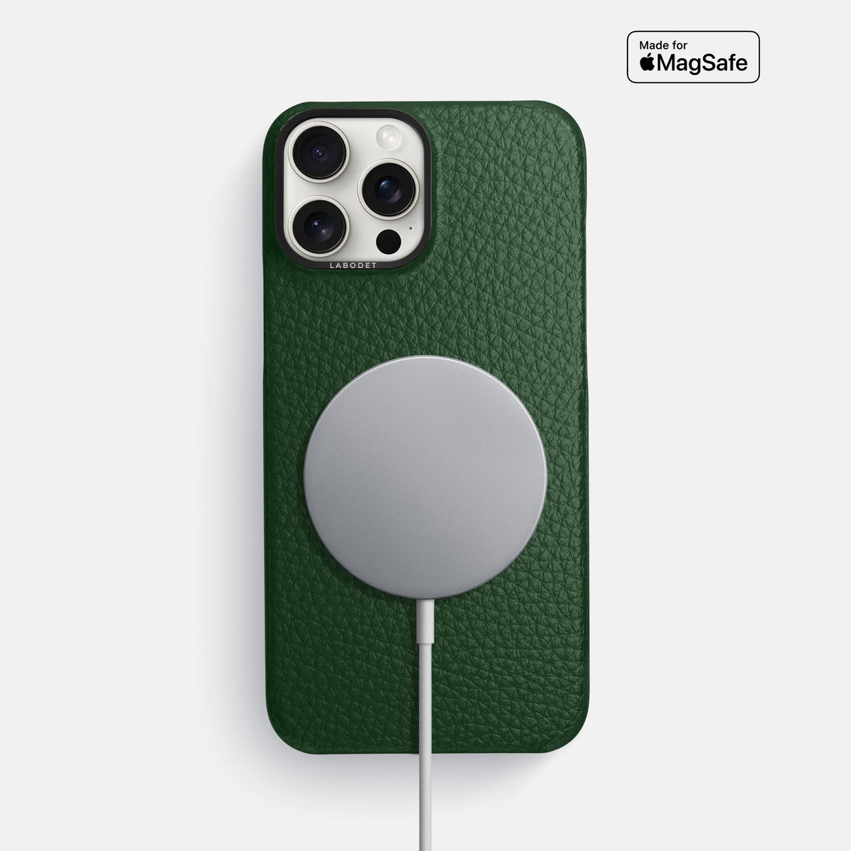 Dark Green iPhone 16 Pro Max Classic Case Calf with Black Metal -5 | Dark-Green-Black