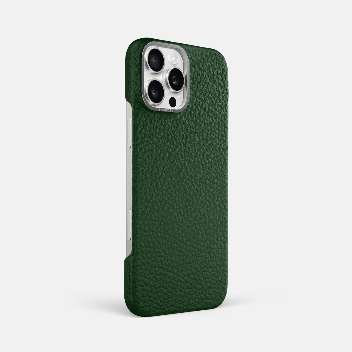 Dark Green iPhone 16 Pro Max Classic Case Calf with Steel Metal -2 | Dark-Green-Steel