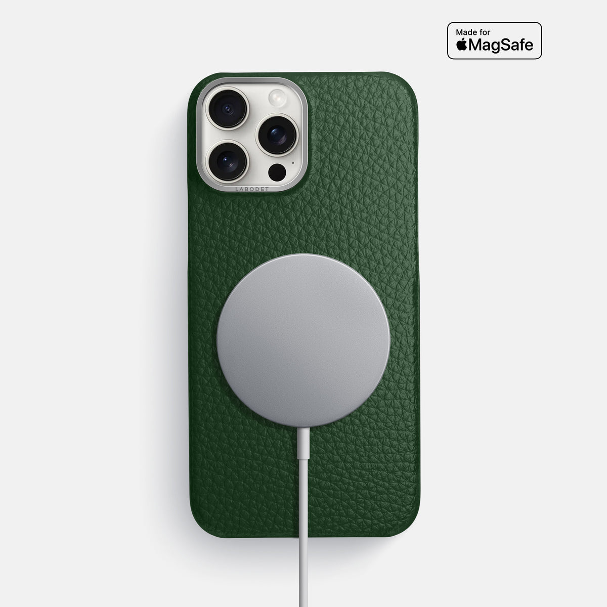 Dark Green iPhone 16 Pro Max Classic Case Calf with Steel Metal -5 | Dark-Green-Steel
