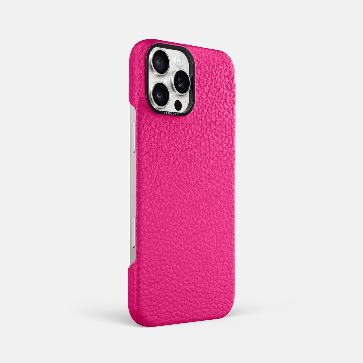 Magenta iPhone 16 Pro Max Classic Case Calf with Black Metal -2 | Magenta-Black