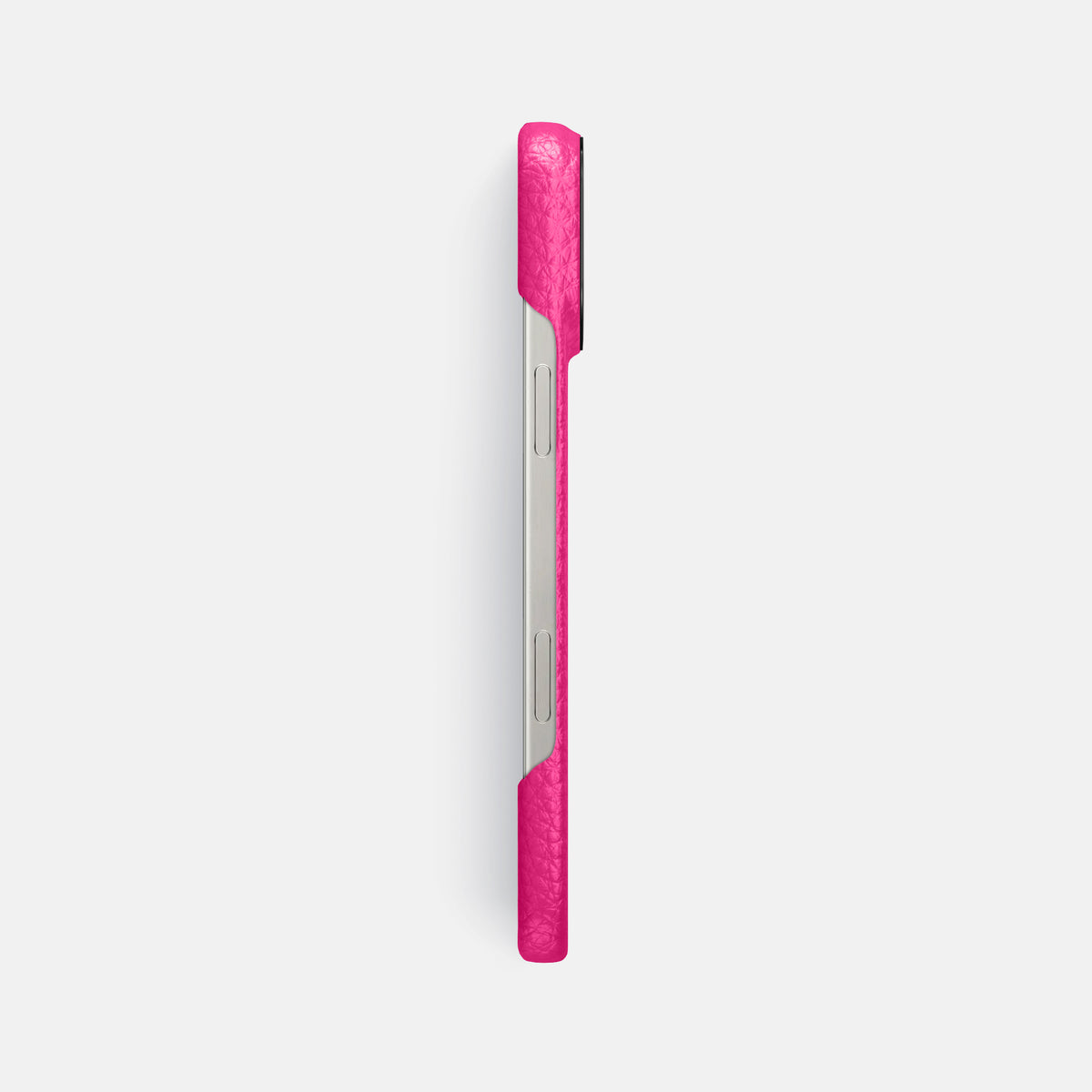 Magenta iPhone 16 Pro Max Classic Case Calf with Black Metal -3 | Magenta-Black