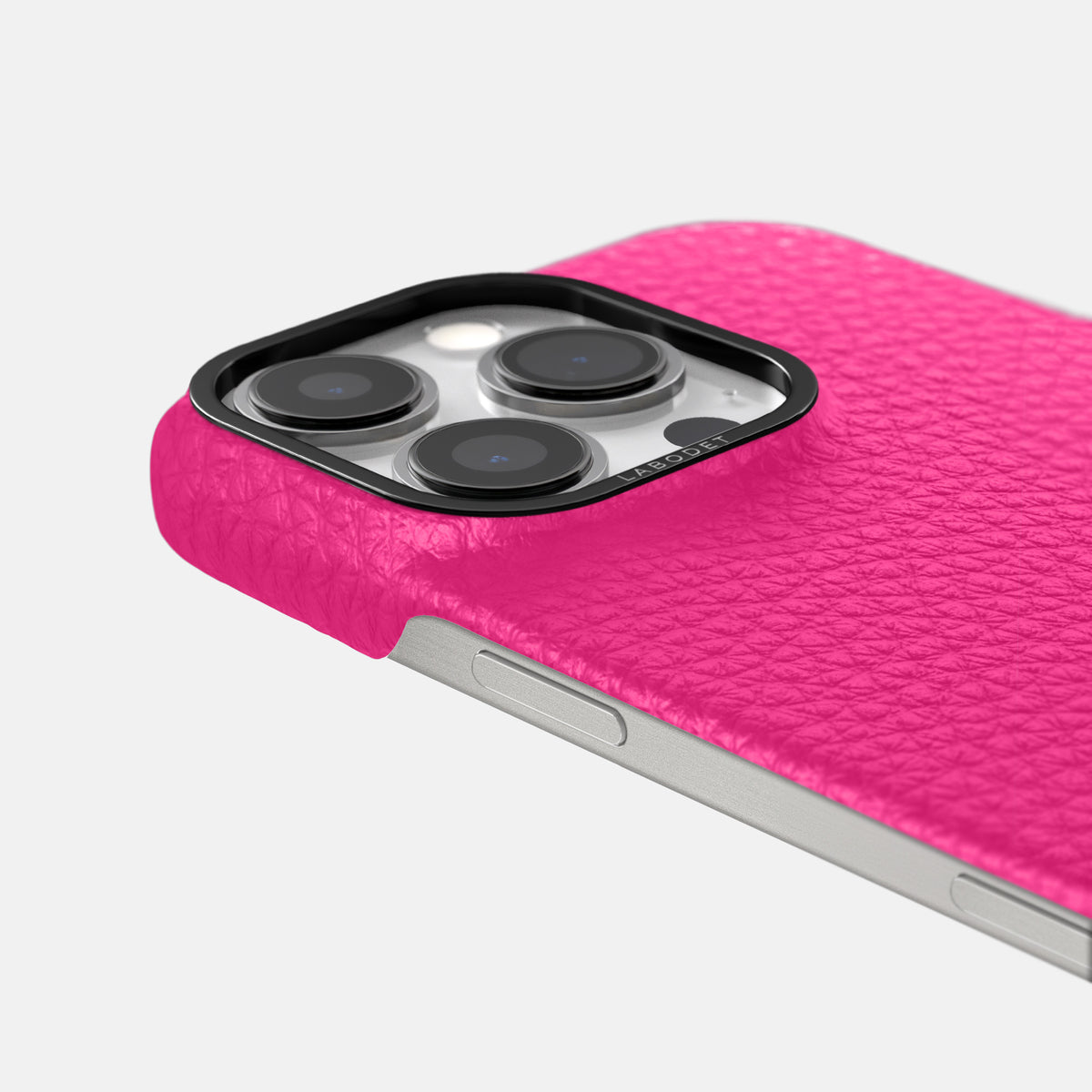 Magenta iPhone 16 Pro Max Classic Case Calf with Black Metal -6 | Magenta-Black