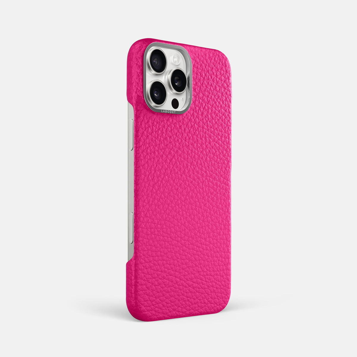 Magenta iPhone 16 Pro Max Classic Case Calf with Steel Metal -2 | Magenta-Steel