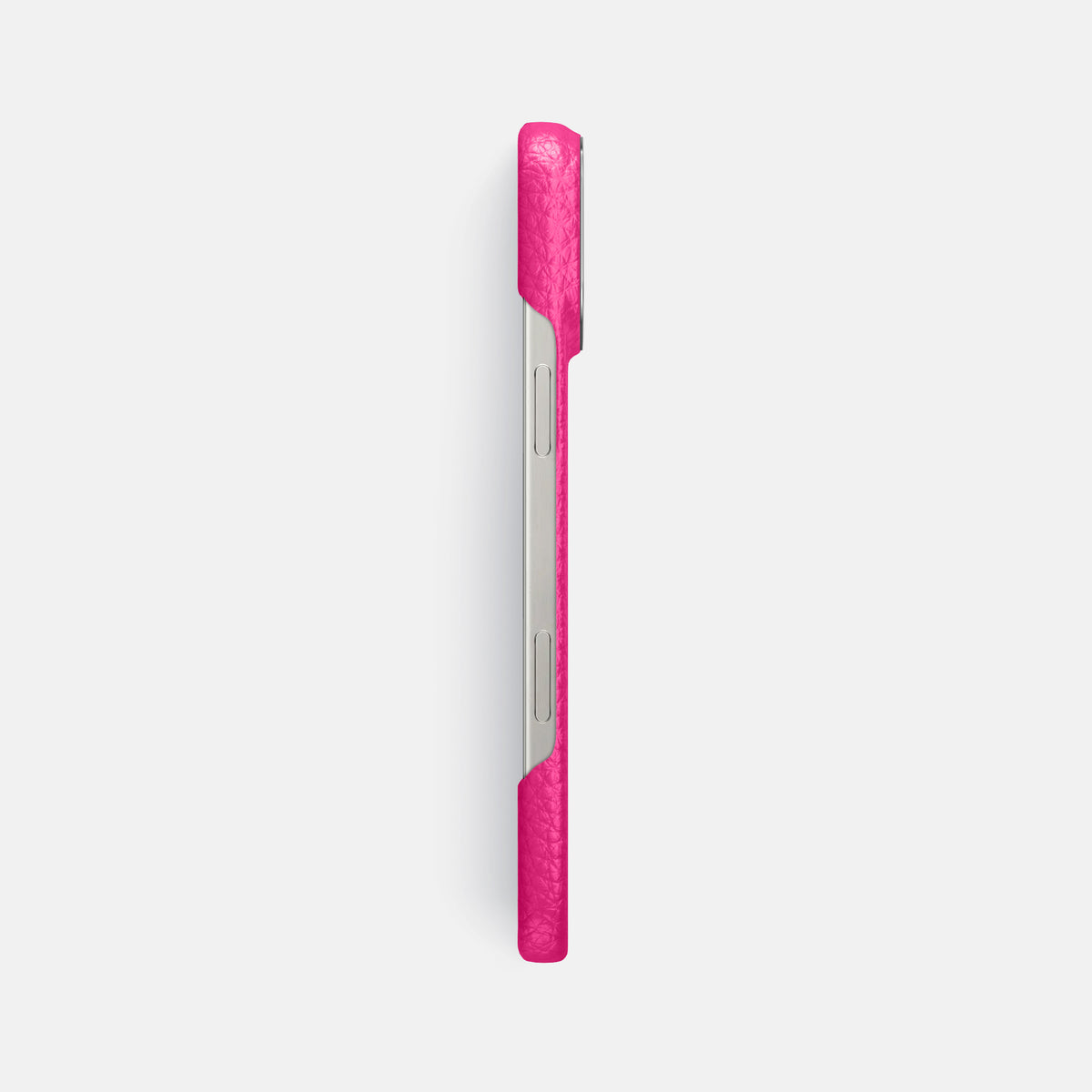 Magenta iPhone 16 Pro Max Classic Case Calf with Steel Metal -3 | Magenta-Steel