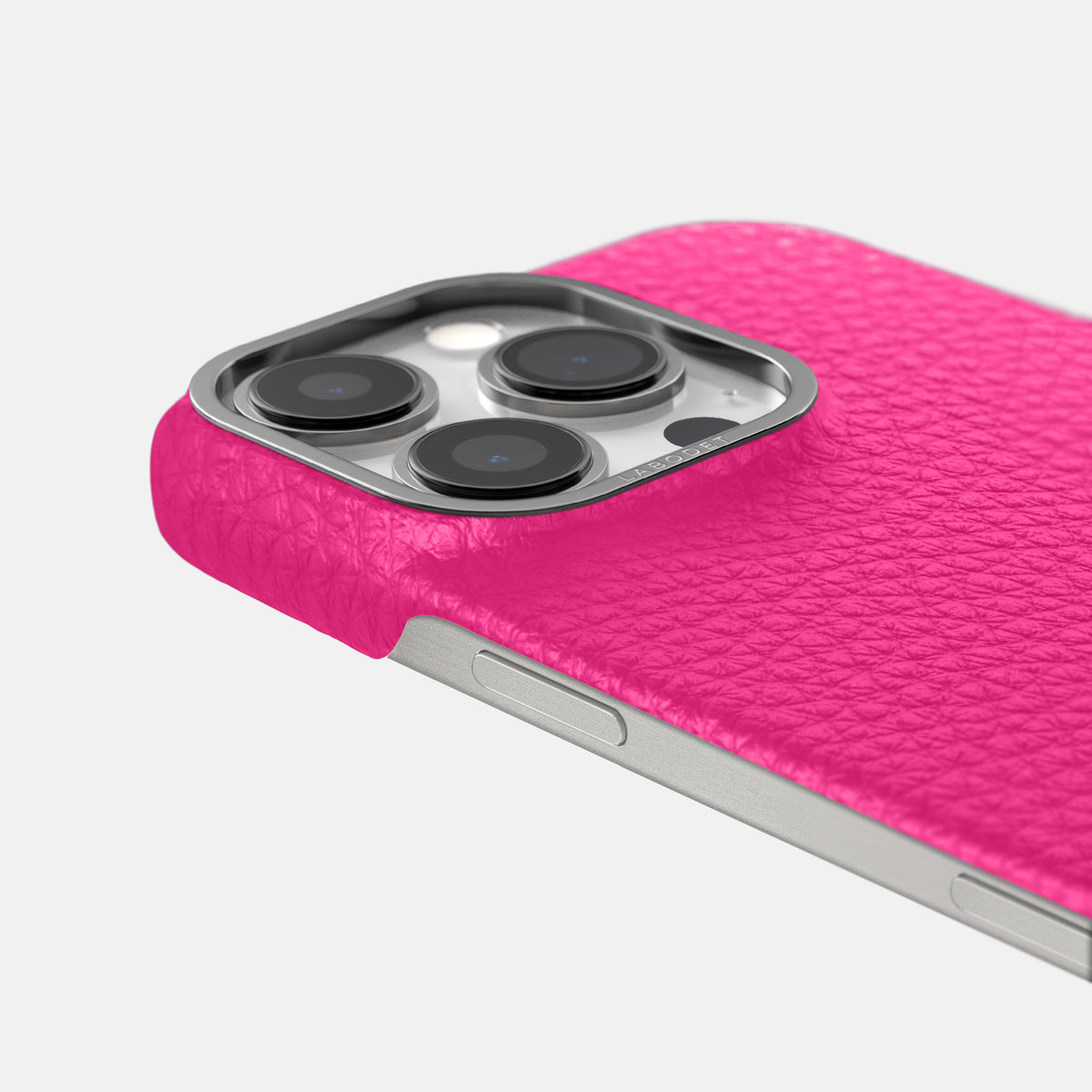 Magenta iPhone 16 Pro Max Classic Case Calf with Steel Metal -6 | Magenta-Steel