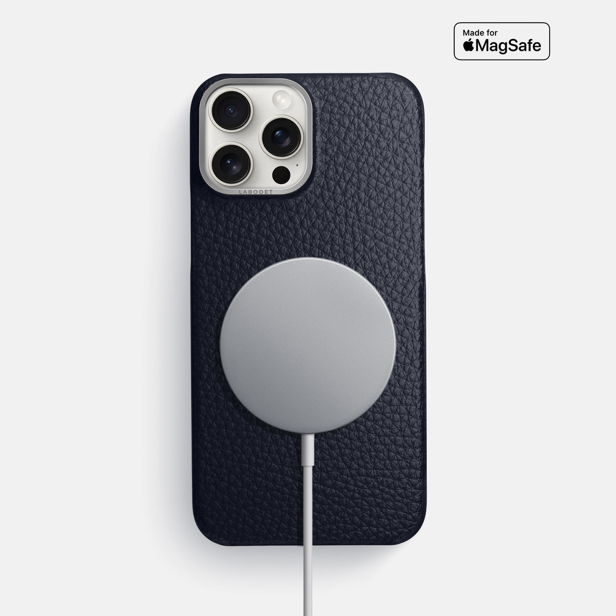 Marine iPhone 16 Pro Max Classic Case Calf with Steel Metal -5 | Marine-Steel
