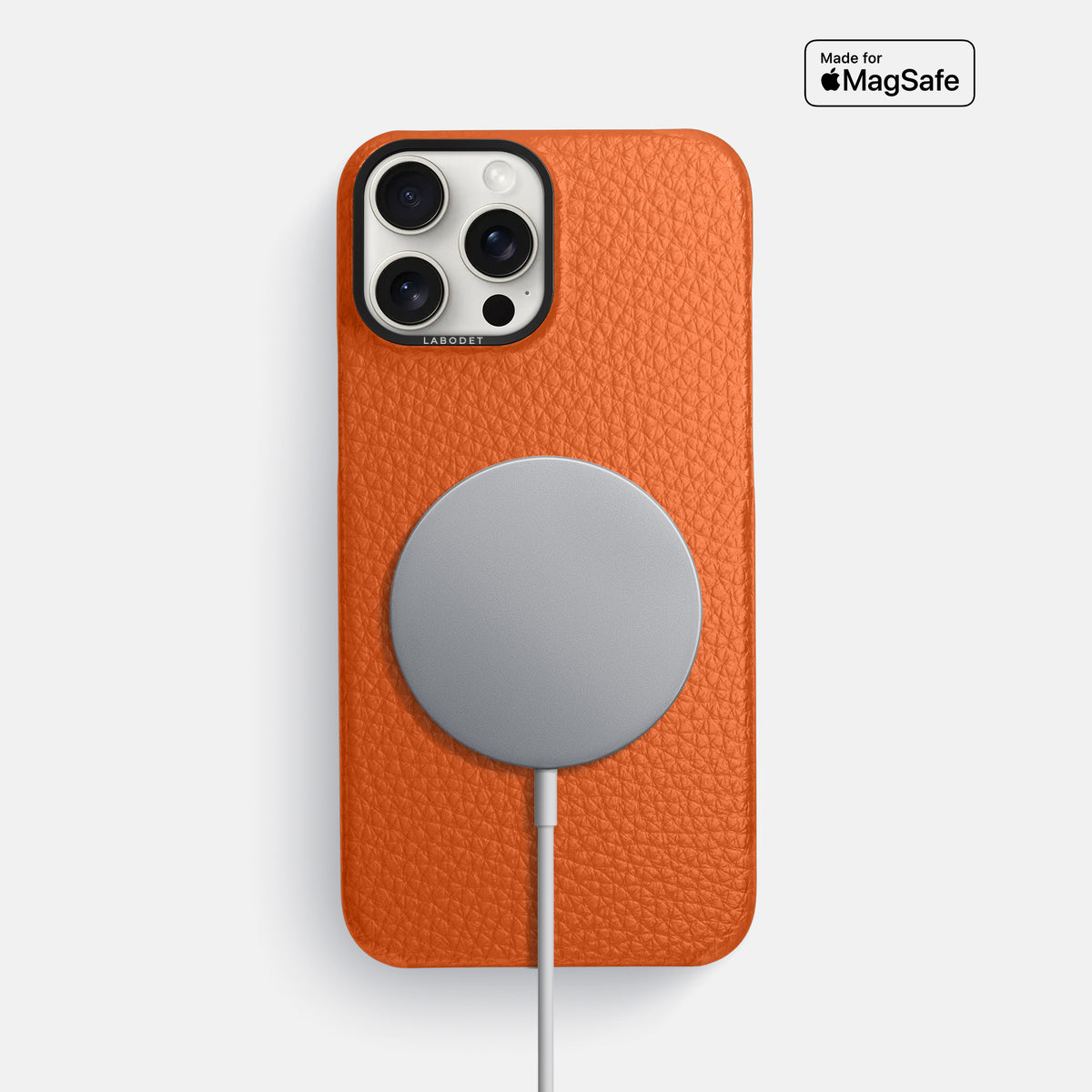 Orange iPhone 16 Pro Max Classic Case Calf with Black Metal -5 | Orange-Black
