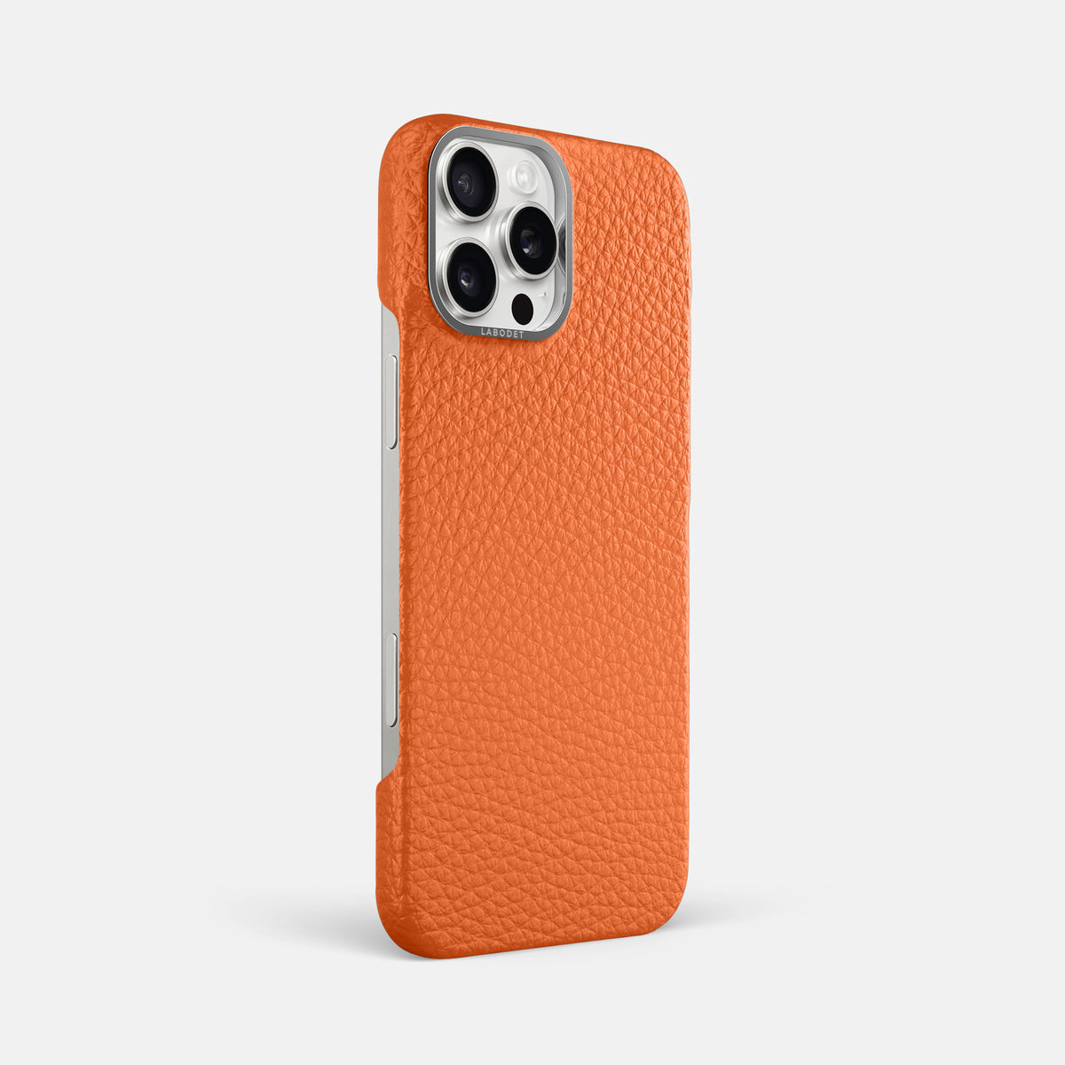 Orange iPhone 16 Pro Max Classic Case Calf with Steel Metal -2 | Orange-Steel