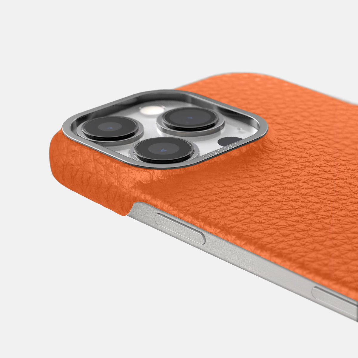 Orange iPhone 16 Pro Max Classic Case Calf with Steel Metal -6 | Orange-Steel
