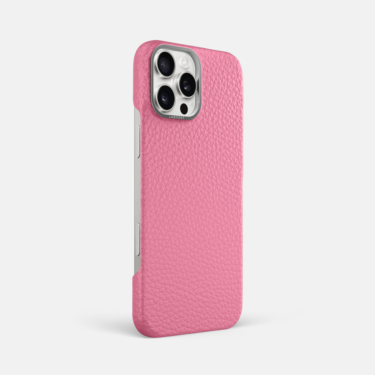 Pink iPhone 16 Pro Max Classic Case Calf with Steel Metal -2 | Pink-Steel