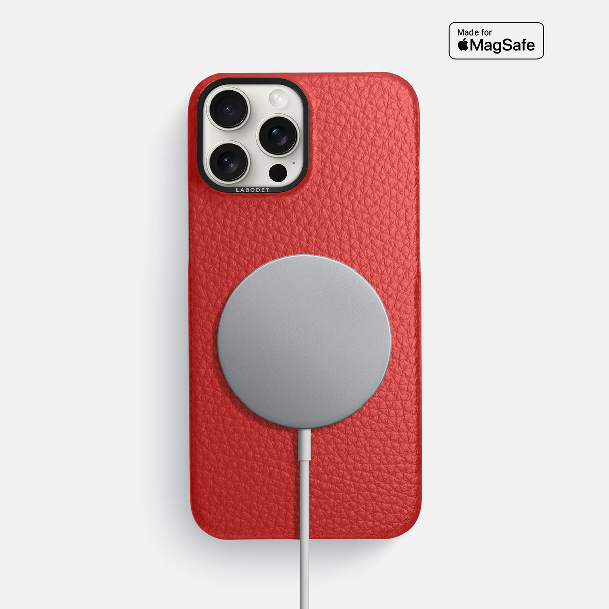 Red iPhone 16 Pro Max Classic Case Calf with Black Metal -5 | Red-Black