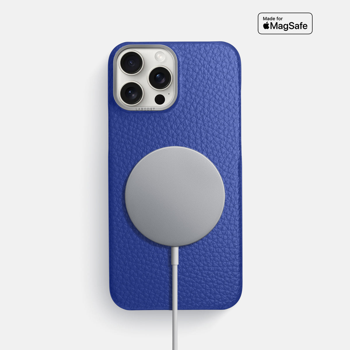 Royal Blue iPhone 16 Pro Max Classic Case Calf with Steel Metal -5 | Royal-Blue-Steel