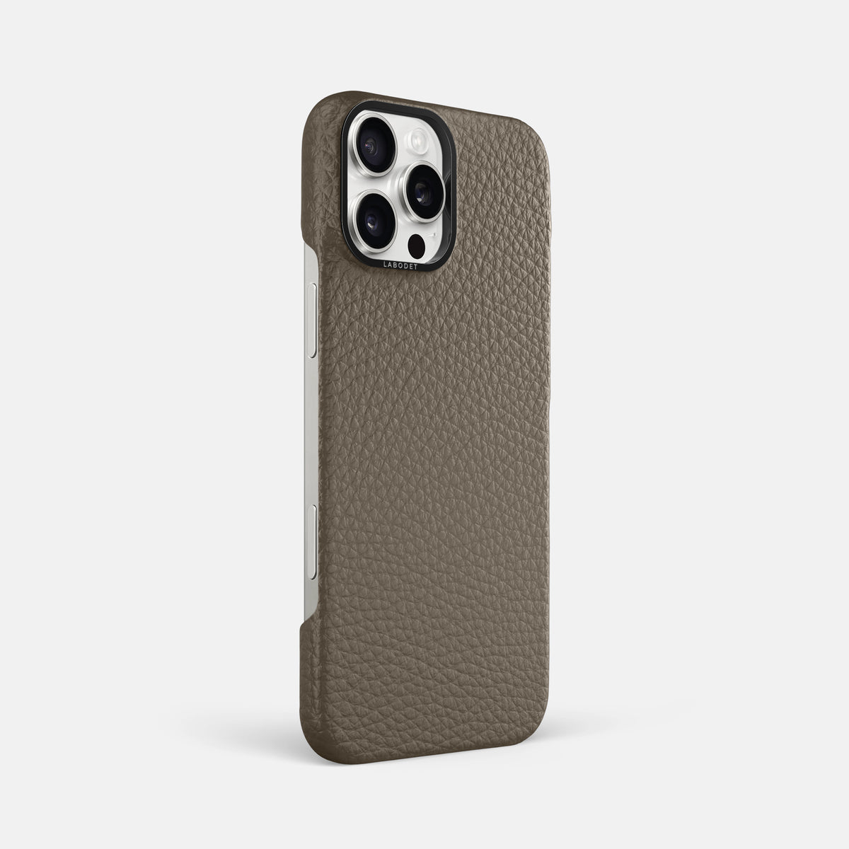 Taupe iPhone 16 Pro Max Classic Case Calf with Black Metal -2 | Taupe-Black