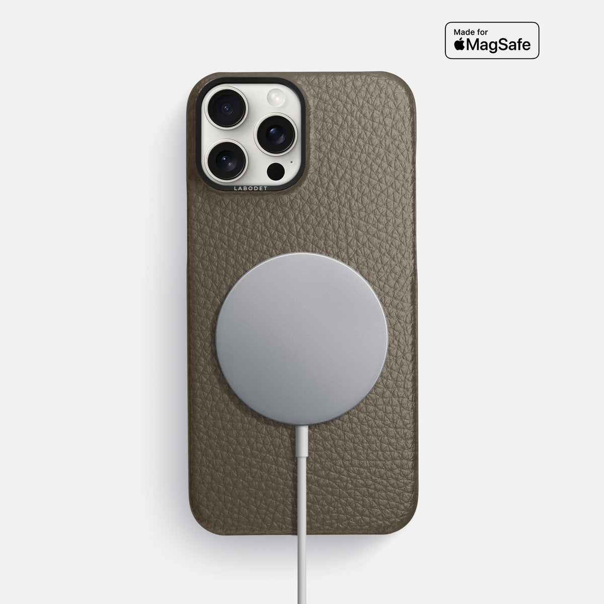 Taupe iPhone 16 Pro Max Classic Case Calf with Black Metal -5 | Taupe-Black