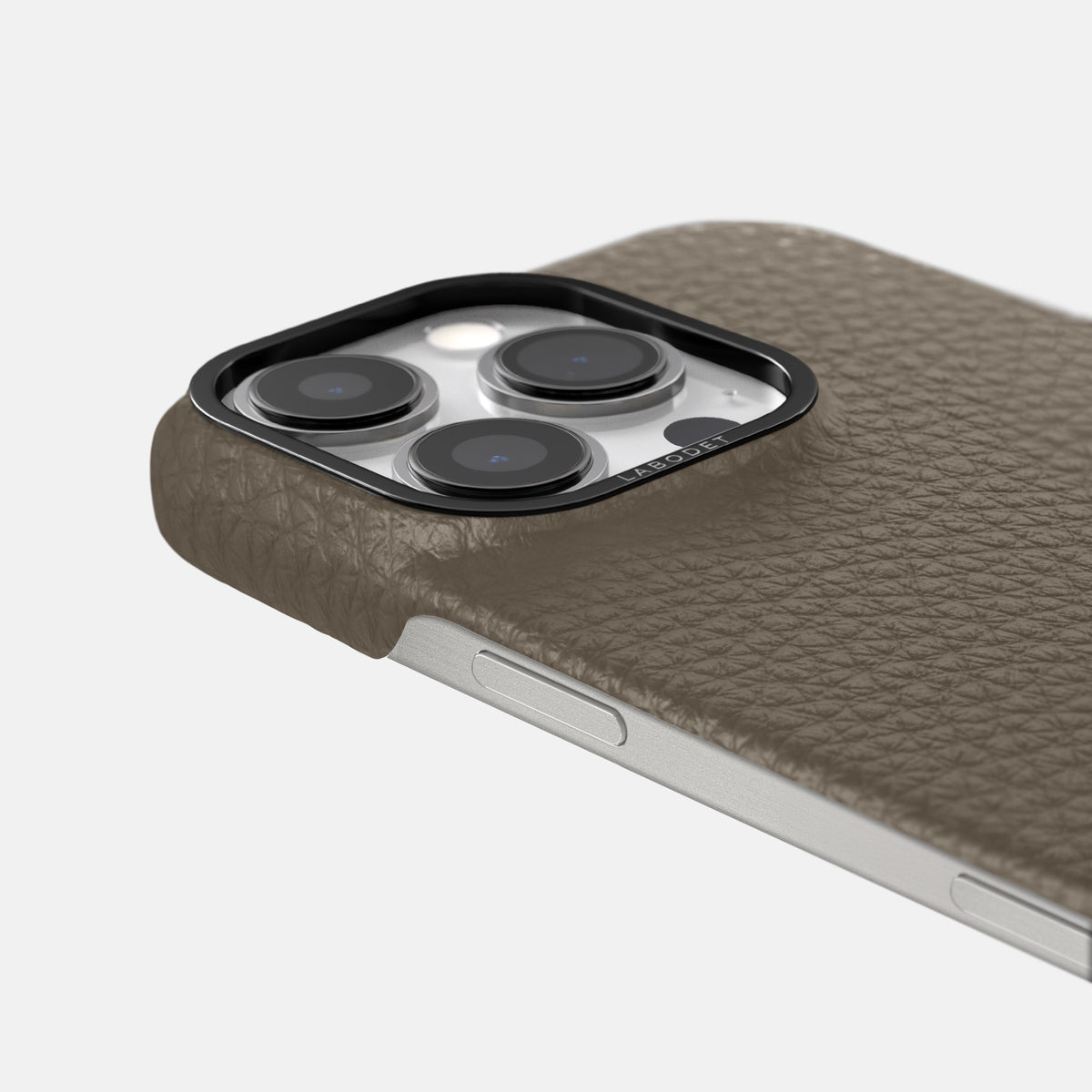 Taupe iPhone 16 Pro Max Classic Case Calf with Black Metal -6 | Taupe-Black