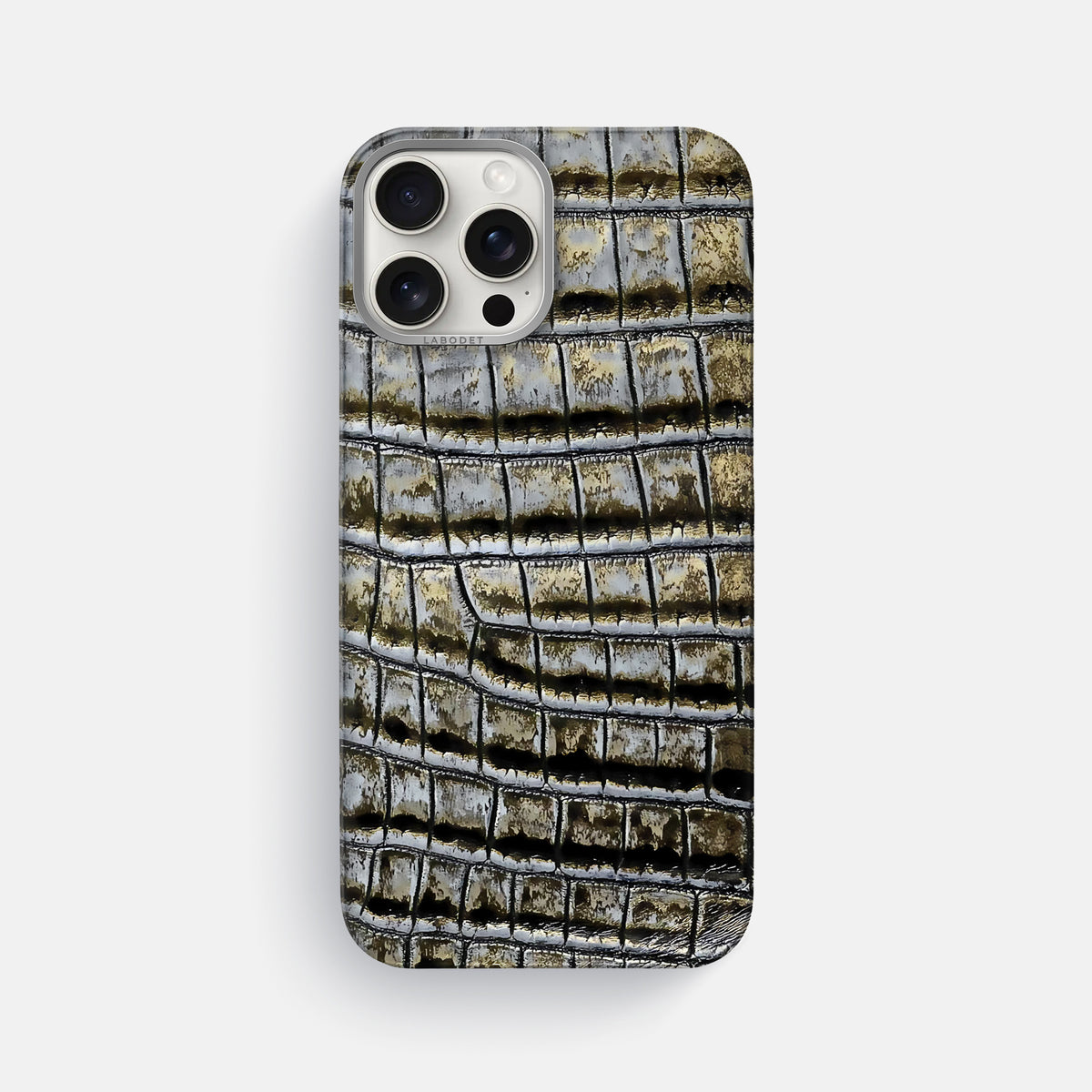 Antique-Bronze iPhone 16 Pro Max Classic Case Himalayan Crocodile with Steel Metal -1 | Antique-Bronze-Steel
