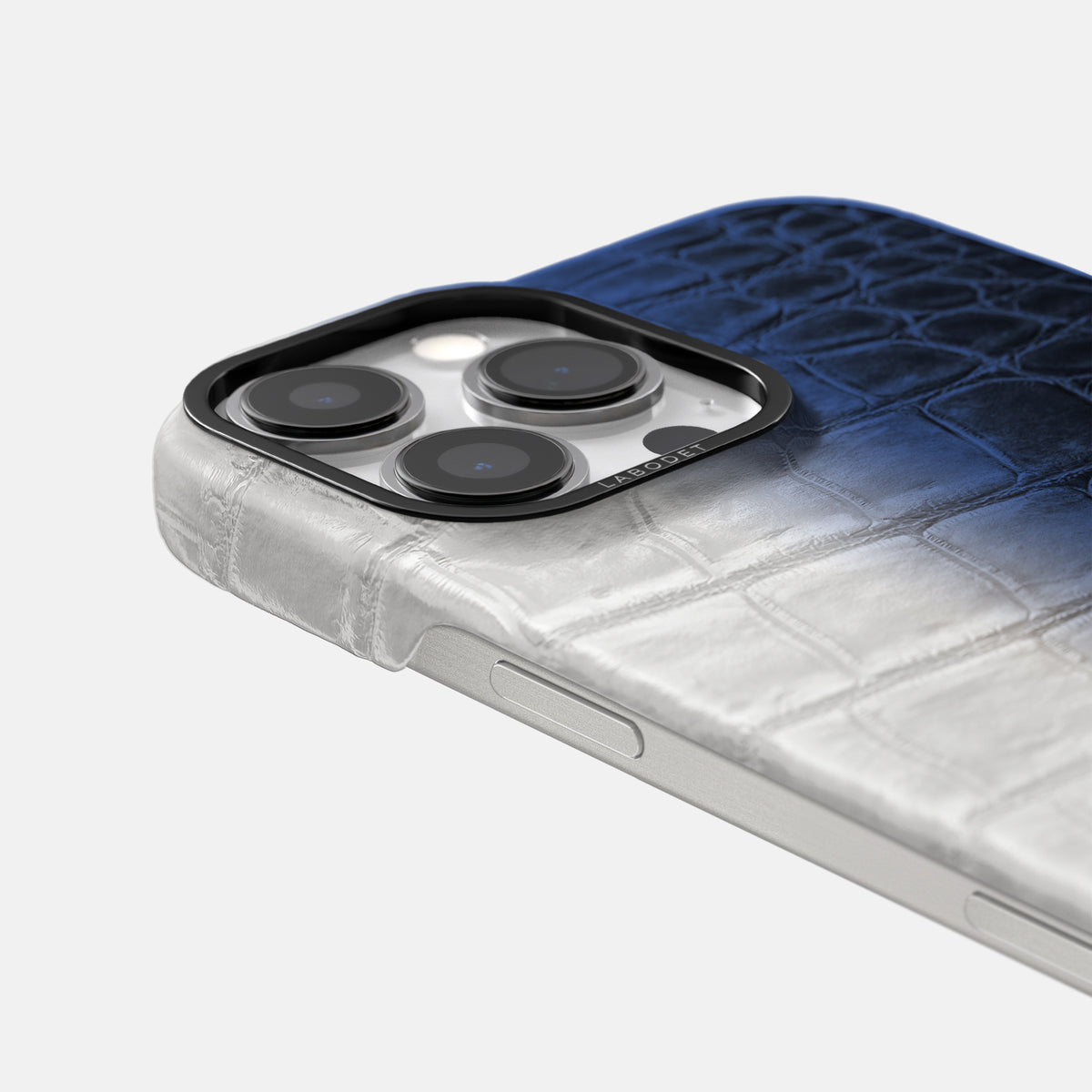Navy Blue iPhone 16 Pro Max Classic Case Himalayan Crocodile with Black Metal -5 | Navy-Blue-Black