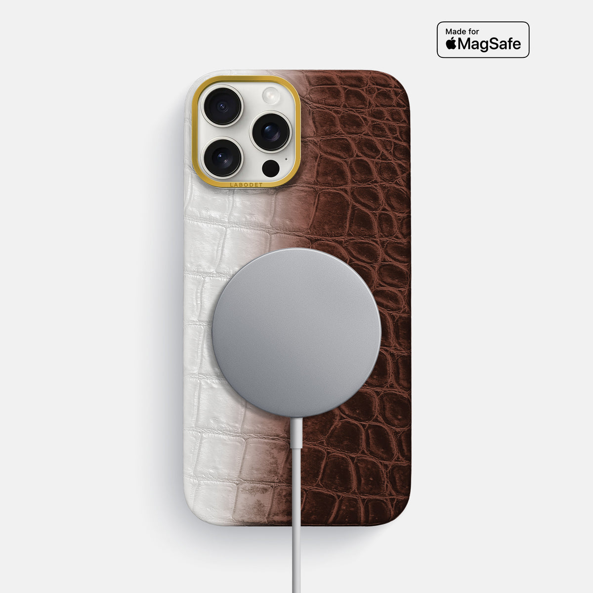 Dark Brown iPhone 16 Pro Max Classic Case Himalayan Crocodile with Gold Metal -4 | Dark-Brown-Gold