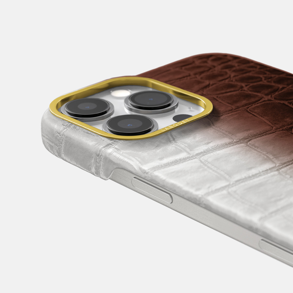 Dark Brown iPhone 16 Pro Max Classic Case Himalayan Crocodile with Gold Metal -5 | Dark-Brown-Gold
