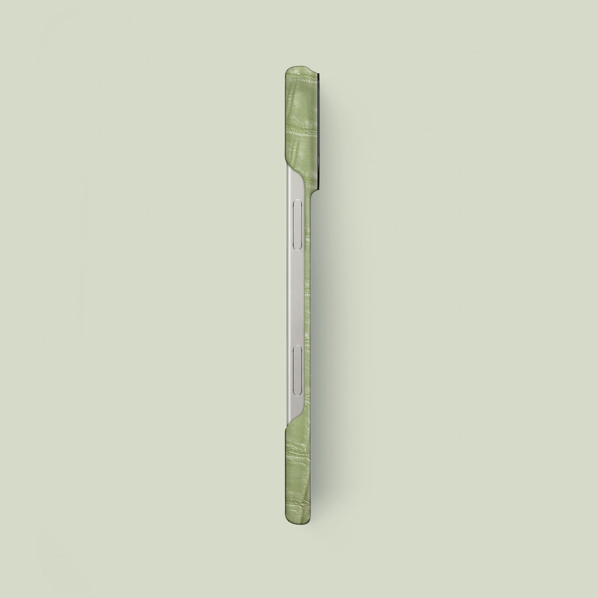 Classic Case Celadon Green For iPhone 16 Pro Max In Himalayan Crocodile with Black Metal -2 | Celadon-Green-Black