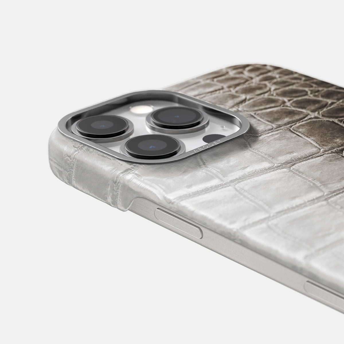 Dark iPhone 16 Pro Max Classic Case Himalayan Crocodile with Steel Metal -5 | Dark-Steel