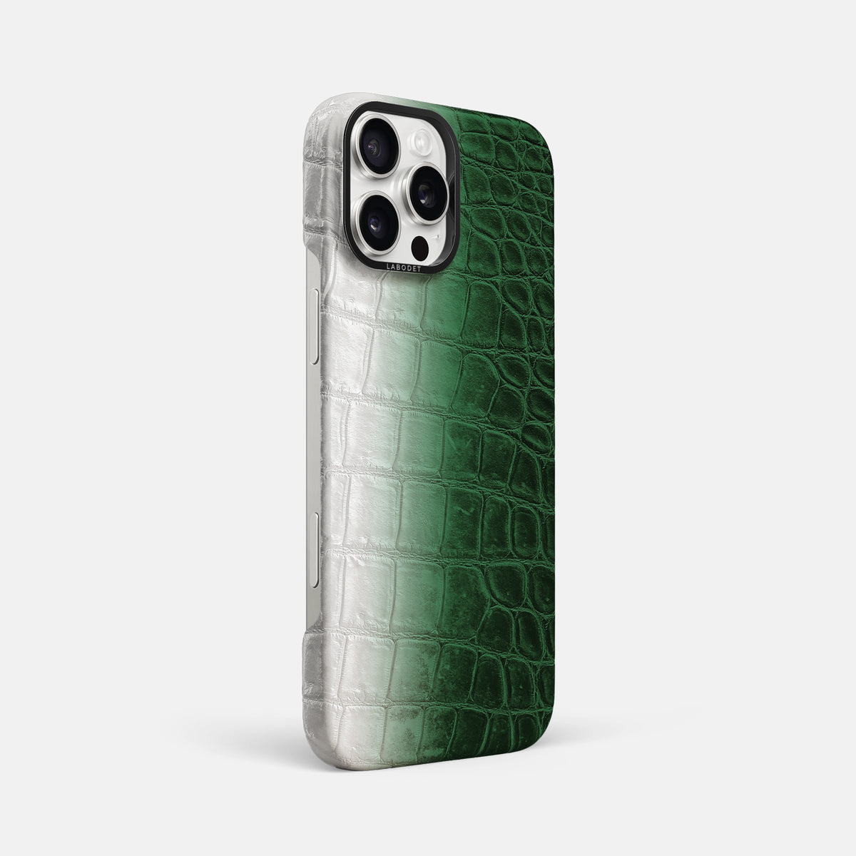 Green iPhone 16 Pro Max Classic Case Himalayan Crocodile with Black Metal -2 | Green-Black