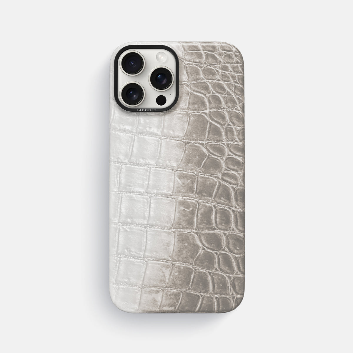 Grey iPhone 16 Pro Max Classic Case Himalayan Crocodile with Black Metal -1 | Grey-Black