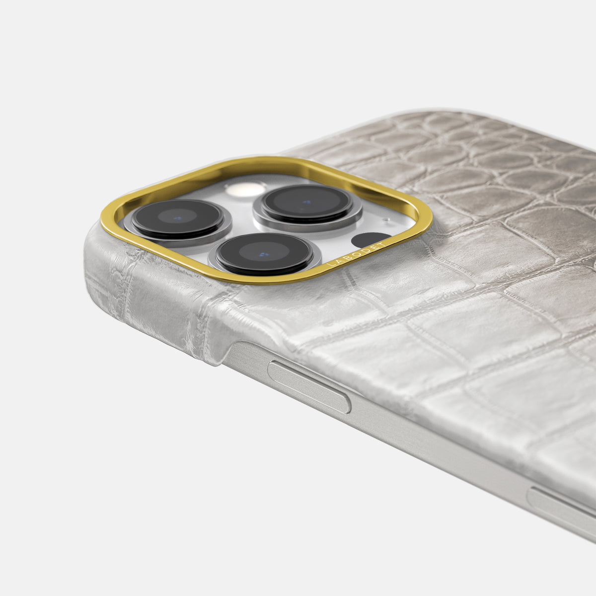 Grey iPhone 16 Pro Max Classic Case Himalayan Crocodile with Gold Metal -5 | Grey-Gold