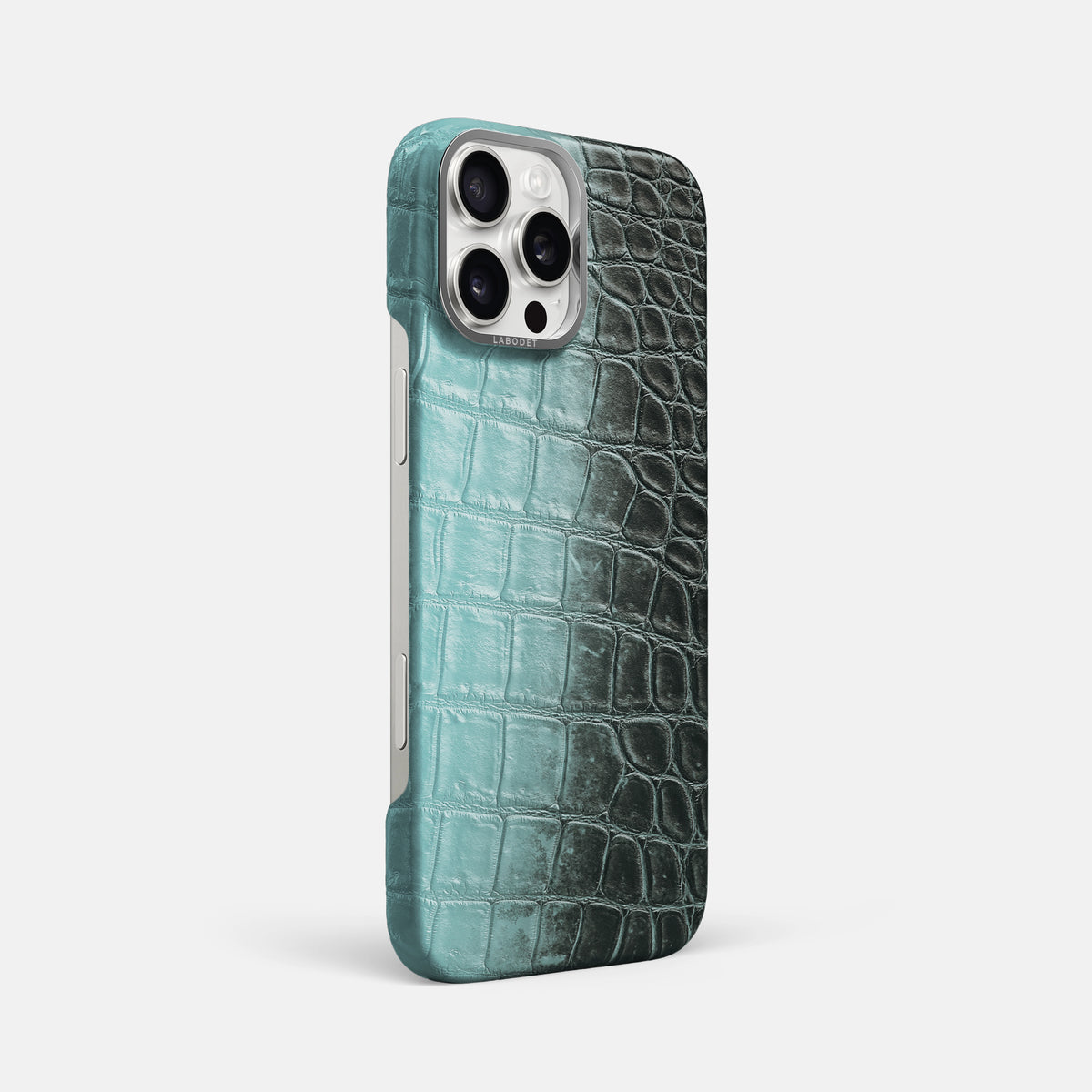 Light-Mint iPhone 16 Pro Max Classic Case Himalayan Crocodile with Steel Metal -2 | Light-Mint-Steel