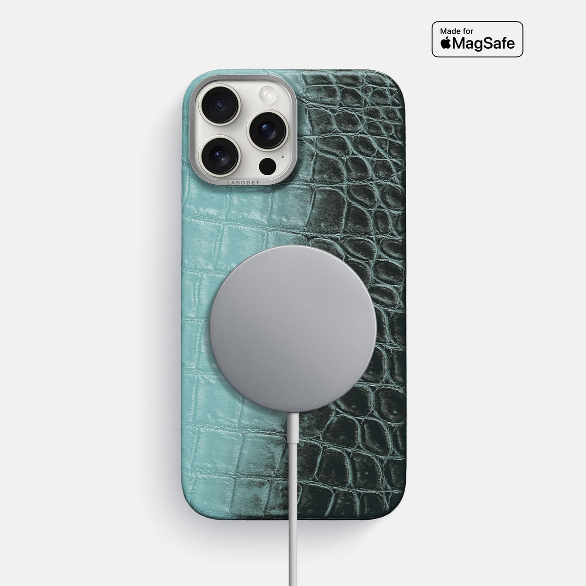 Light-Mint iPhone 16 Pro Max Classic Case Himalayan Crocodile with Steel Metal -4 | Light-Mint-Steel