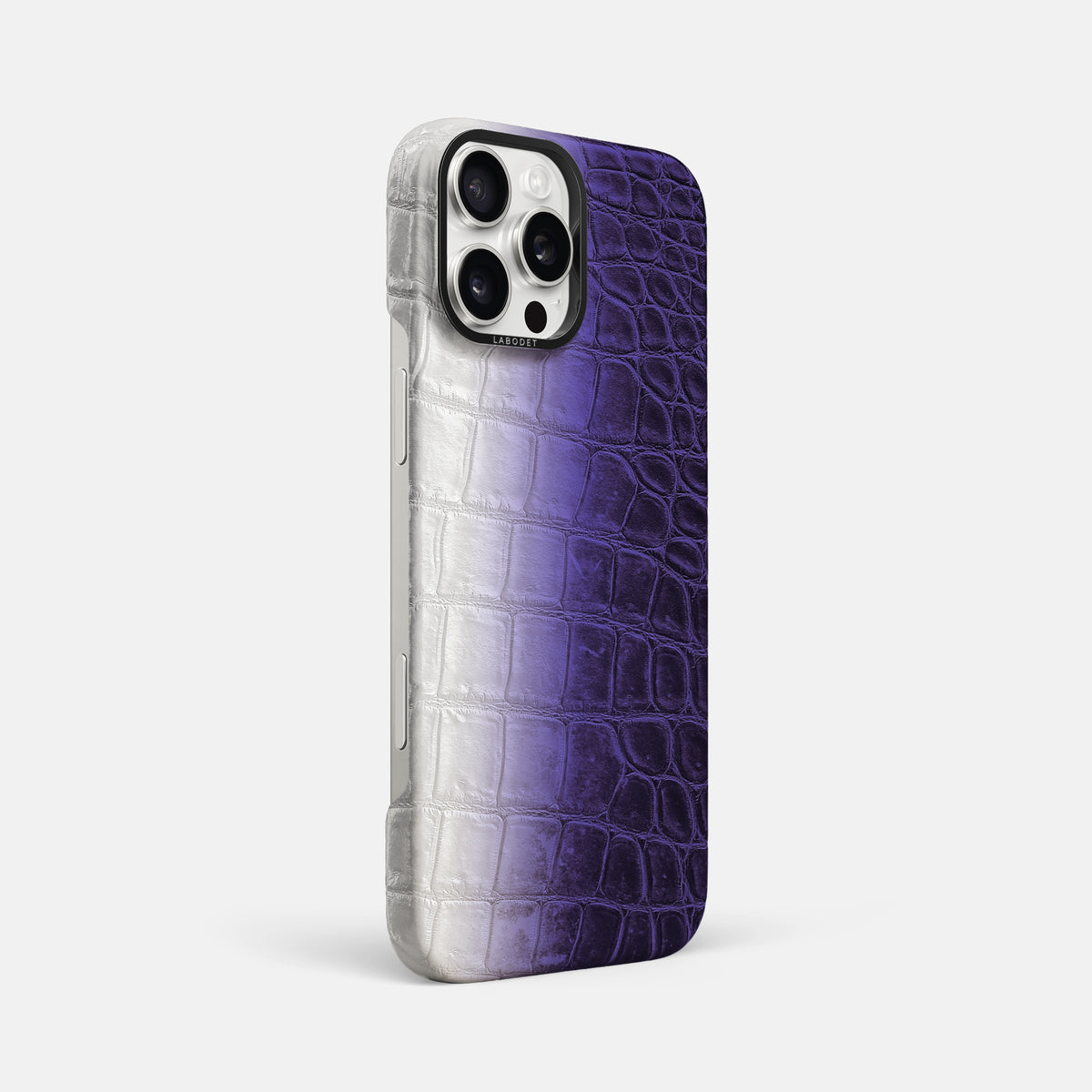 Purple iPhone 16 Pro Max Classic Case Himalayan Crocodile with Black Metal -2 | Purple-Black