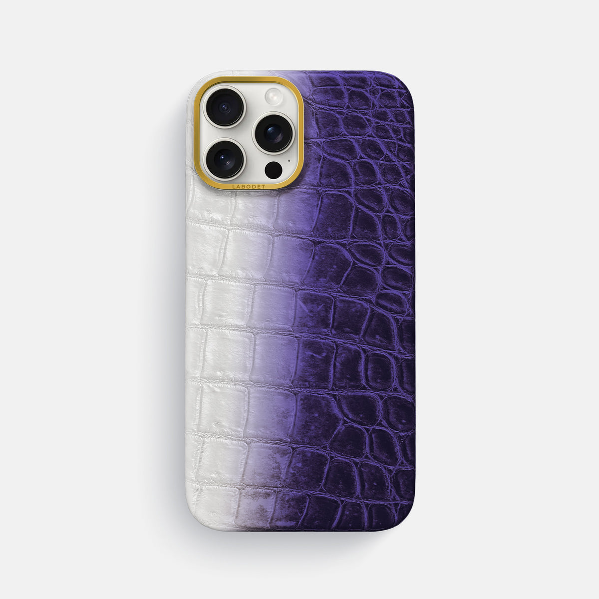 Purple iPhone 16 Pro Max Classic Case Himalayan Crocodile with Gold Metal -1 | Purple-Gold